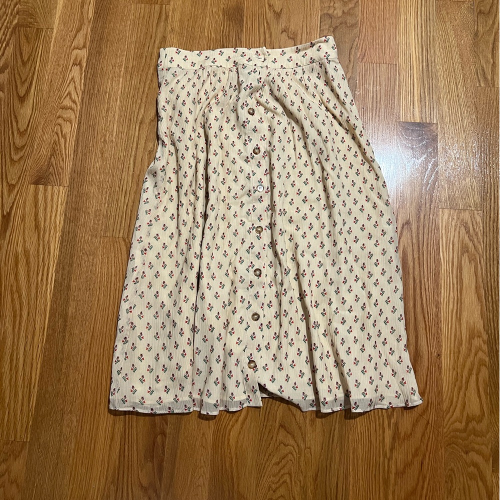 Sezane Cotton and Silk Cream Skirt